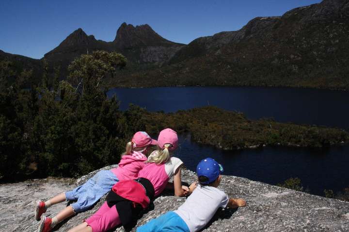 Uitzicht op Cradle Mountain en Dove Lake
