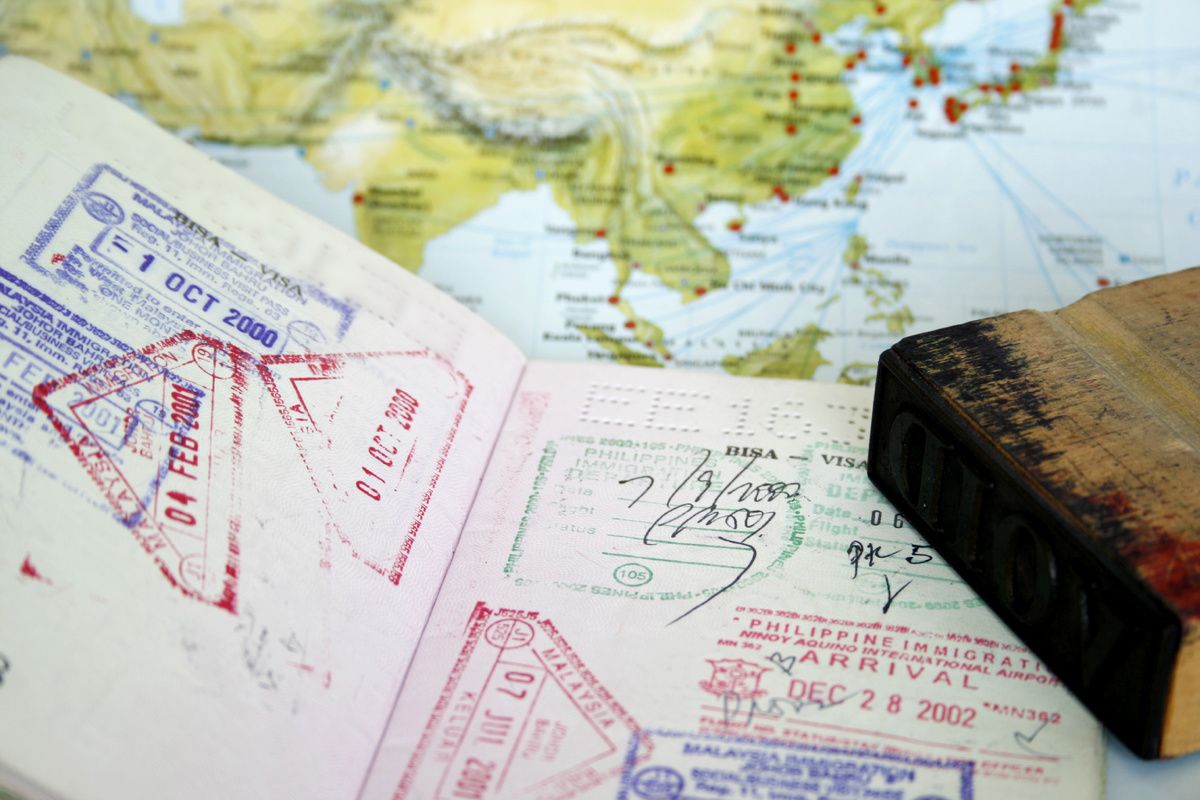 Stempels van een visum upon arrival