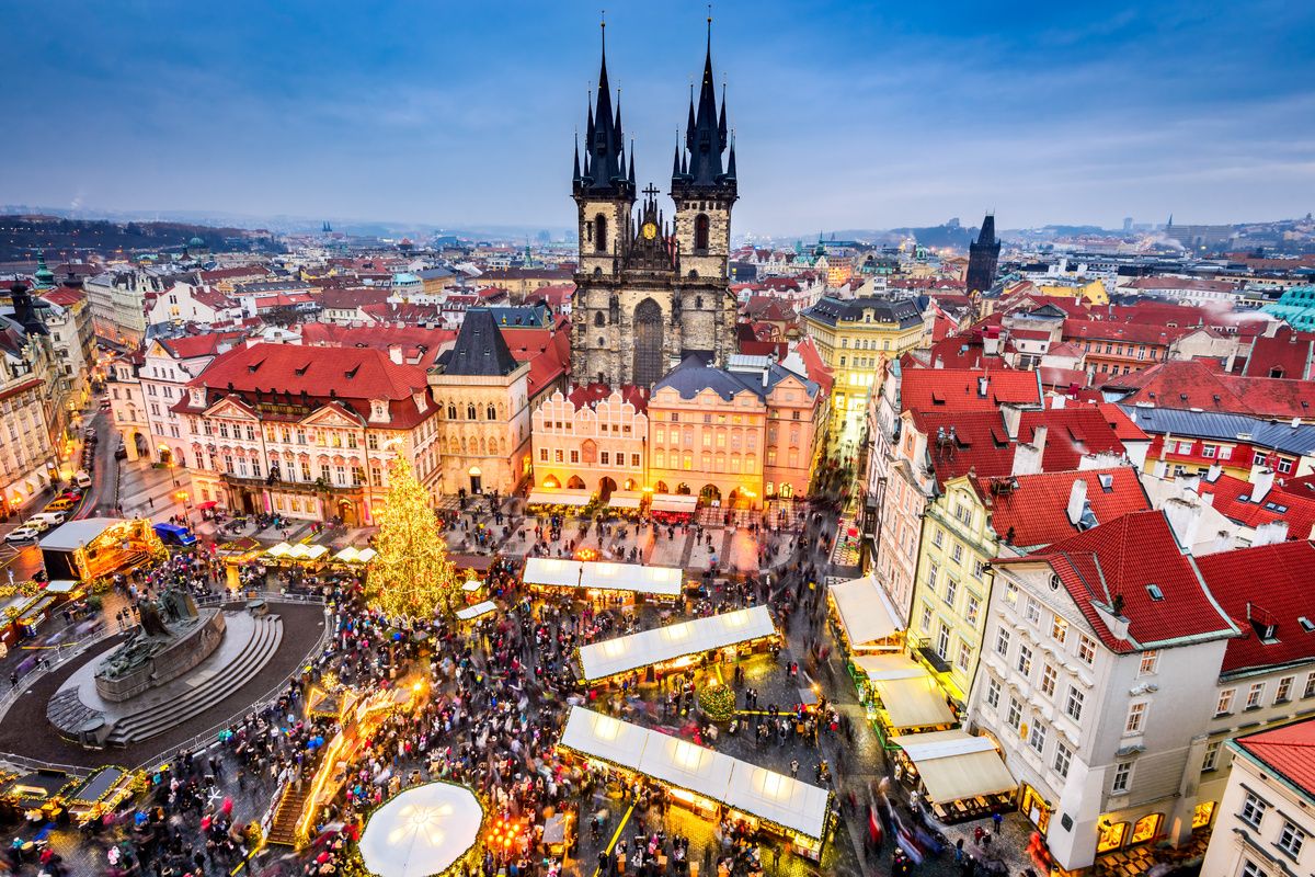 De kerstmarkt in Praag