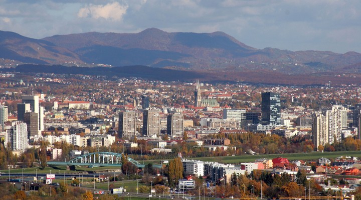 Luchtfoto van Zagreb, hoofdstad Kroatie