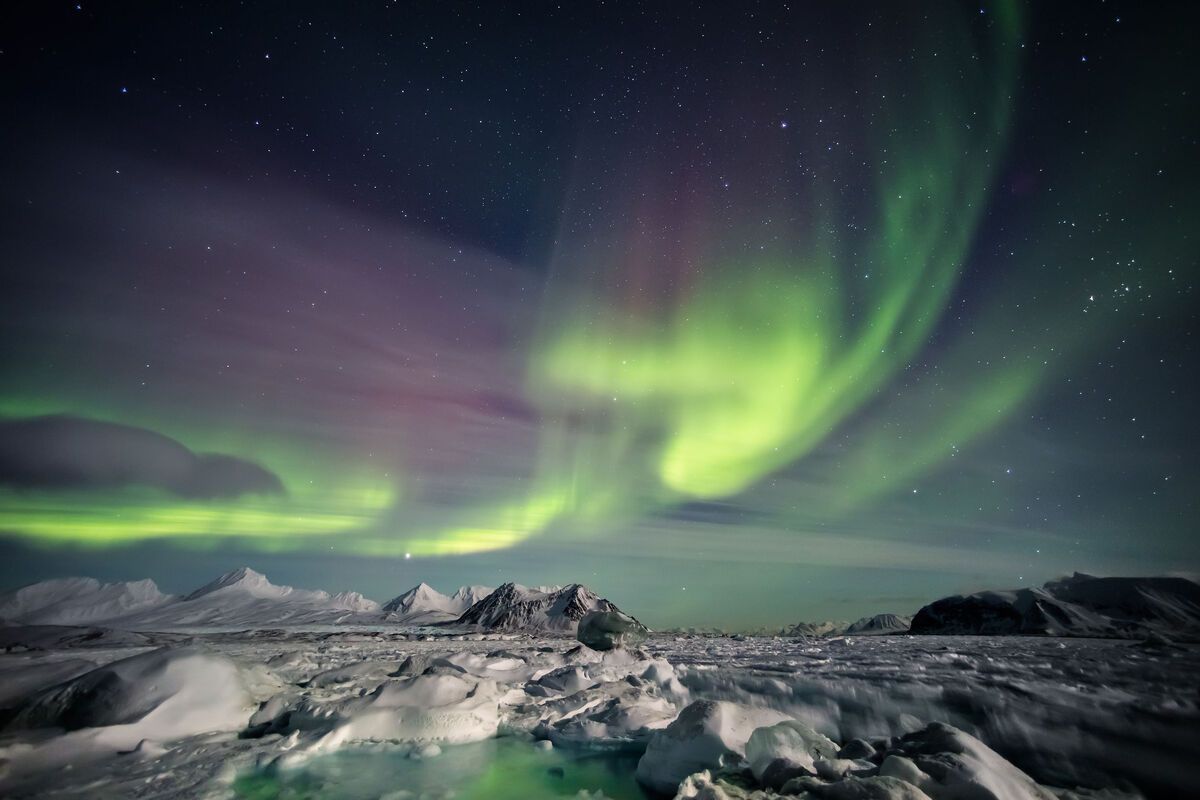Het noorderlicht op Spitsbergen