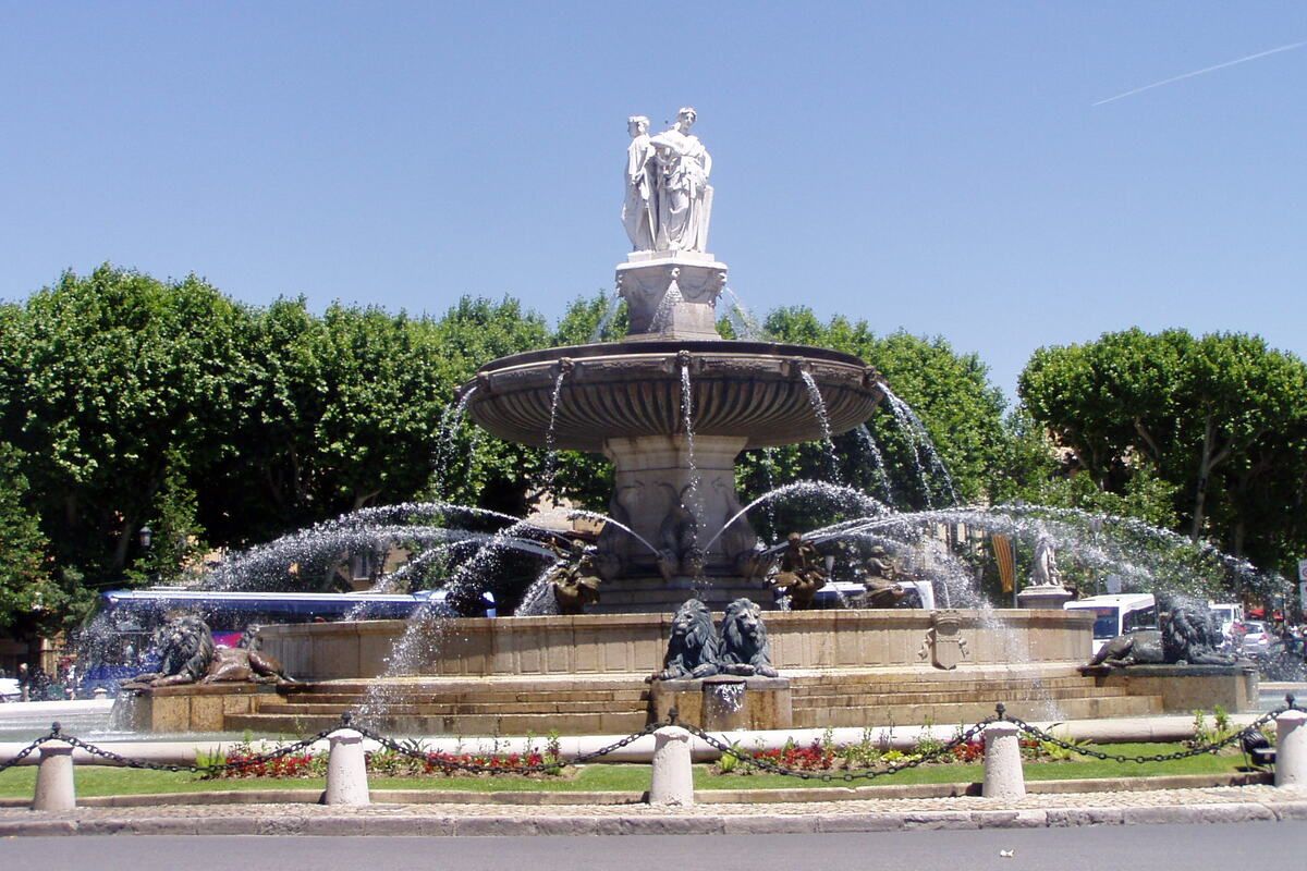 Park met fontein, Aux en Provence, Frankrijk