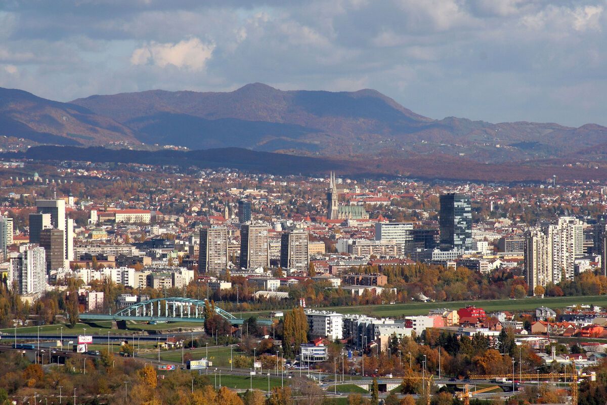 Luchtfoto van Zagreb, hoofdstad Kroatie