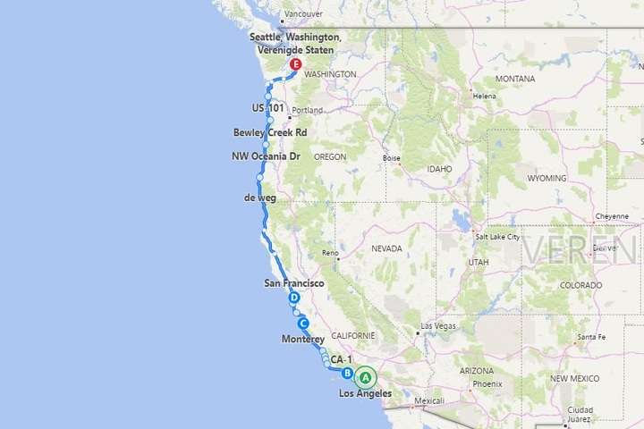 Highway 1, van LA naar Seattle