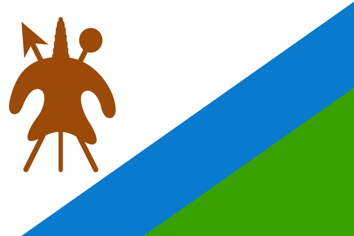 De tweede vlag van Lesotho uit 1987