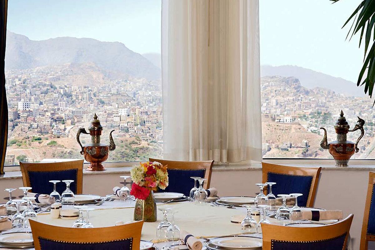 Uitzicht vanuit het Al Saeed Hotel Taiz