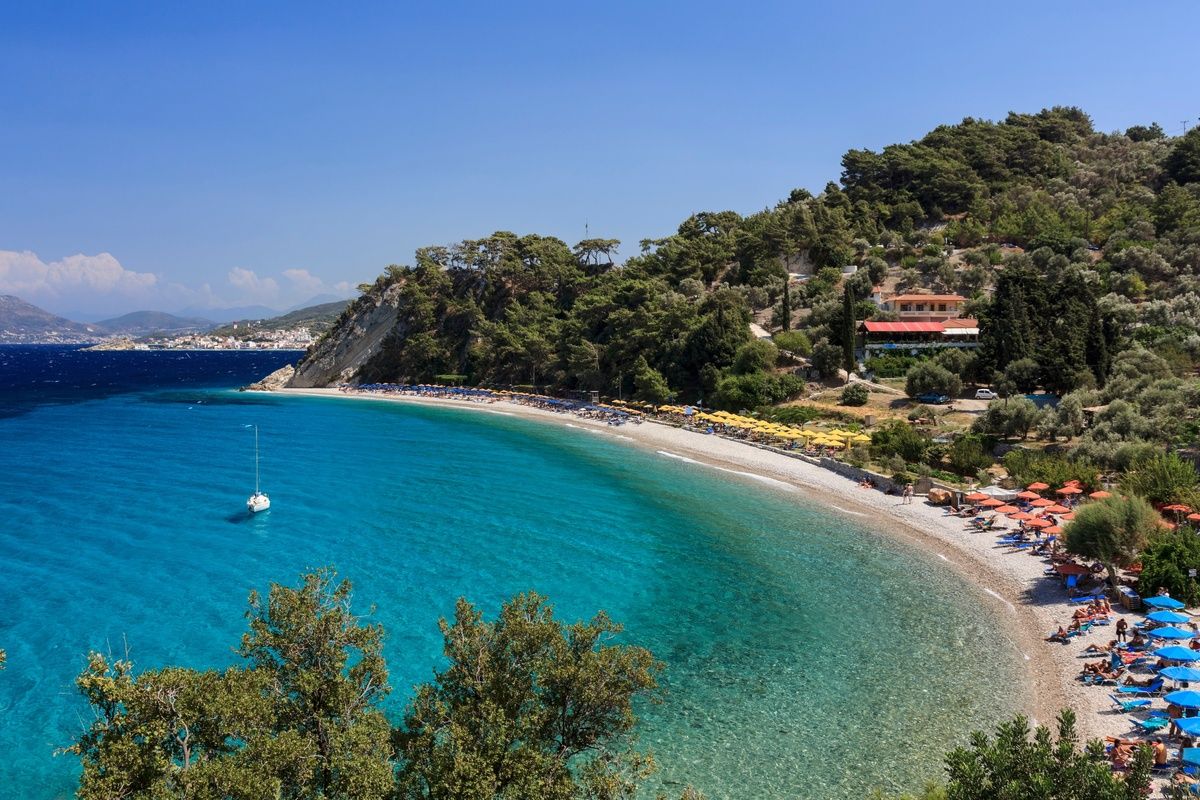 Een van de stranden op het eiland Samos
