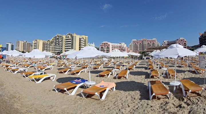 Strand van Sunny Beach, Bulgarije