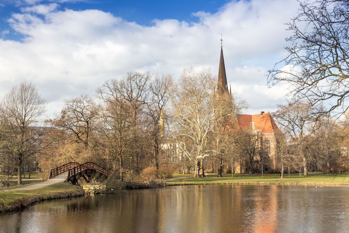 Johannapark, Luther kerk, Leipzig, Saksen