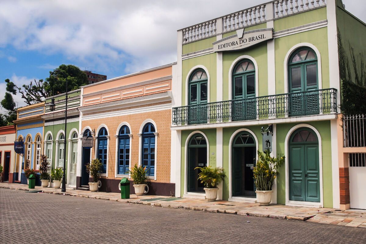 Centrale plein in de oude stad van Manaus