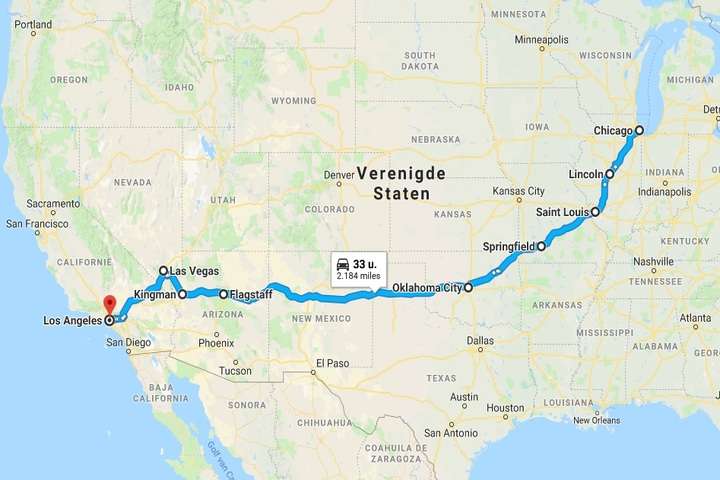 De route 66 is een populaire route