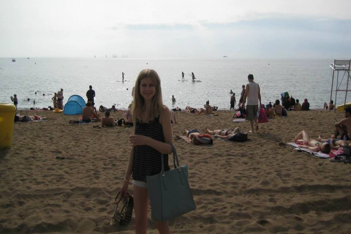 Op het strand in Barcelona