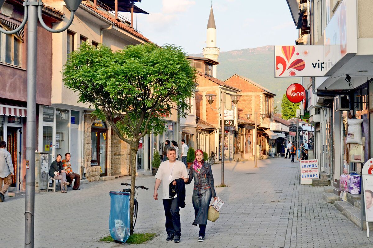 Straatbeeld Ohrid, Macedonie