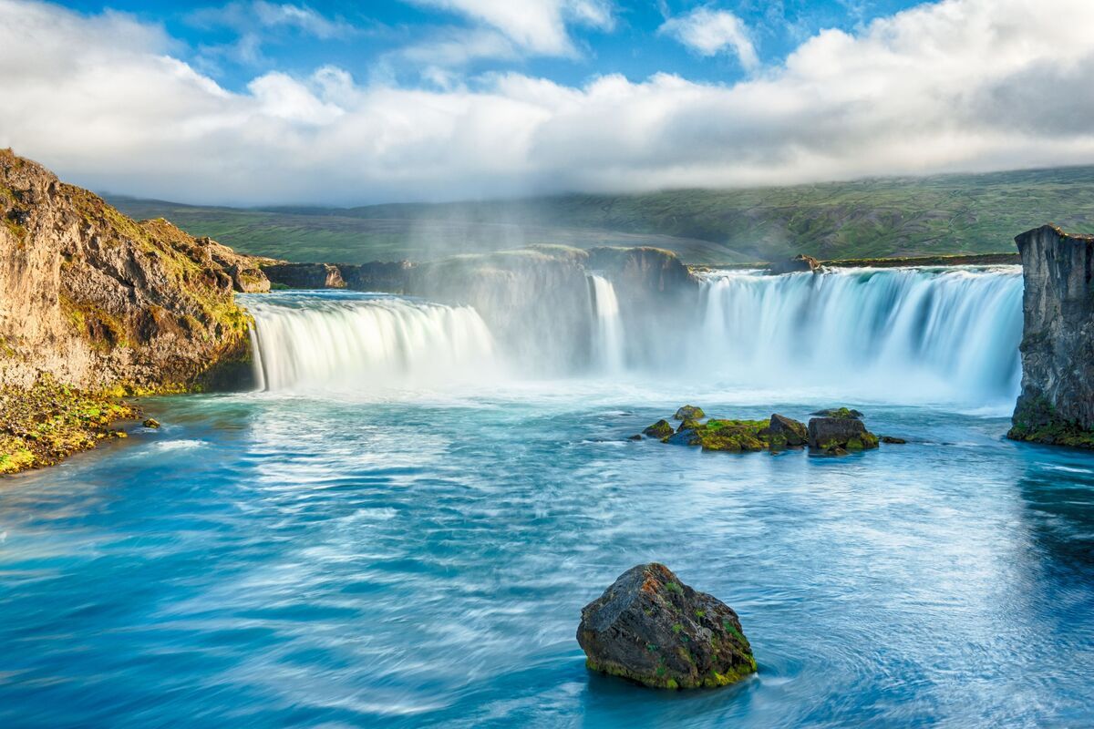 De populaire Godafoss waterval in het noorden van IJsland