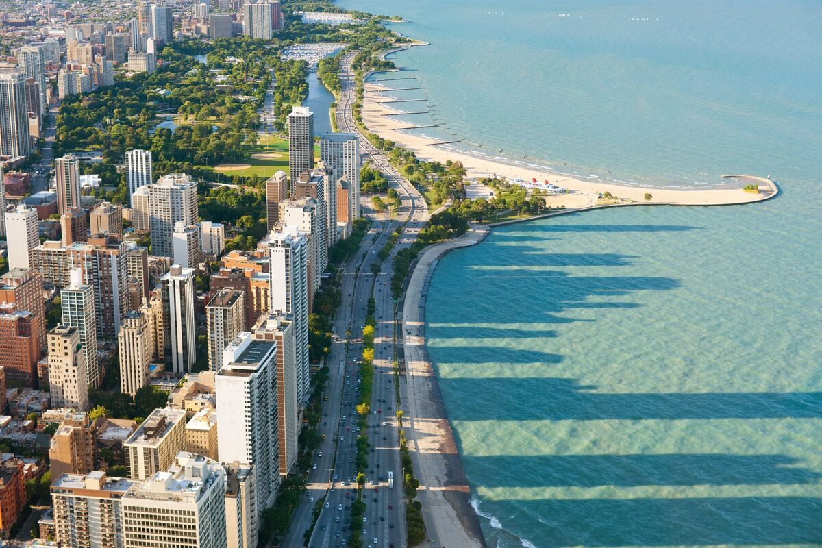 Chicago gezien vanaf Hancock Center, VS