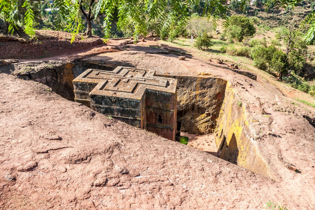 Een van de rotskerken van Lalibela