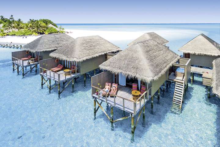 De watervilla's op palen