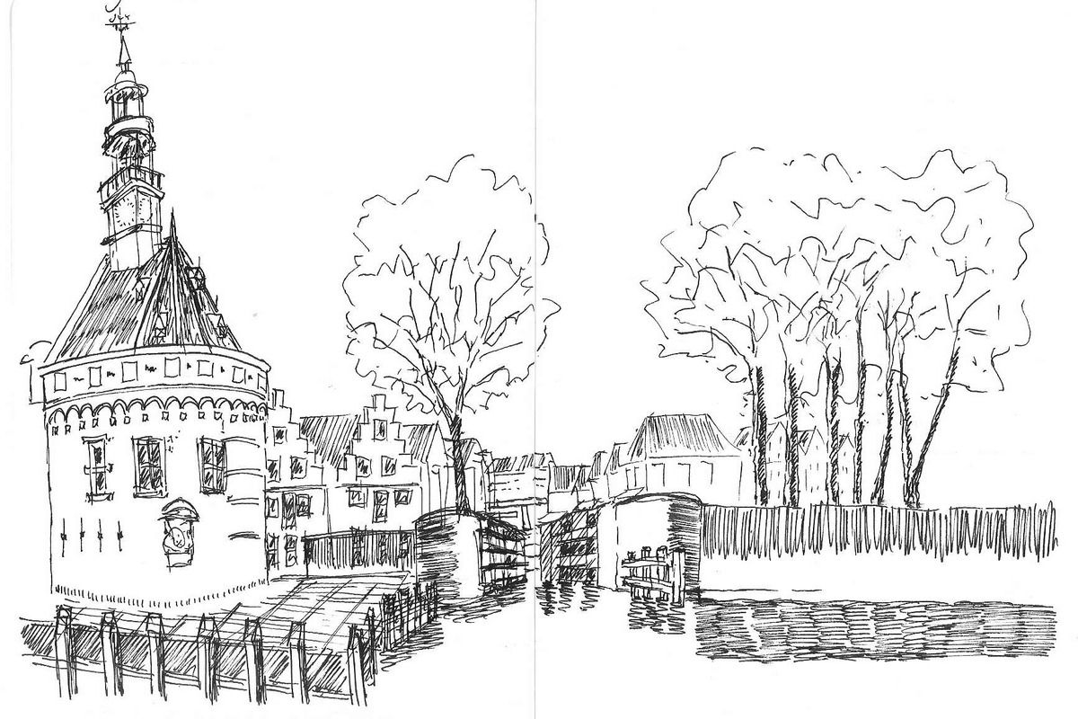 Houten hoofd Hoorn, tekening