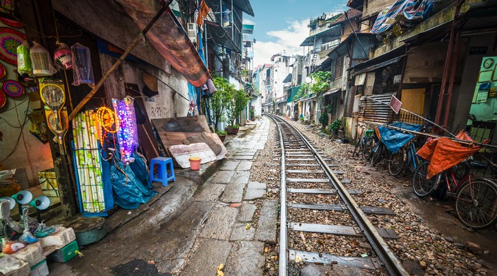 Straat in Hanoi,  de hoofdstad van Vietnam