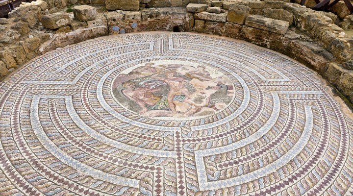 Een van de mozaeken in Paphos
