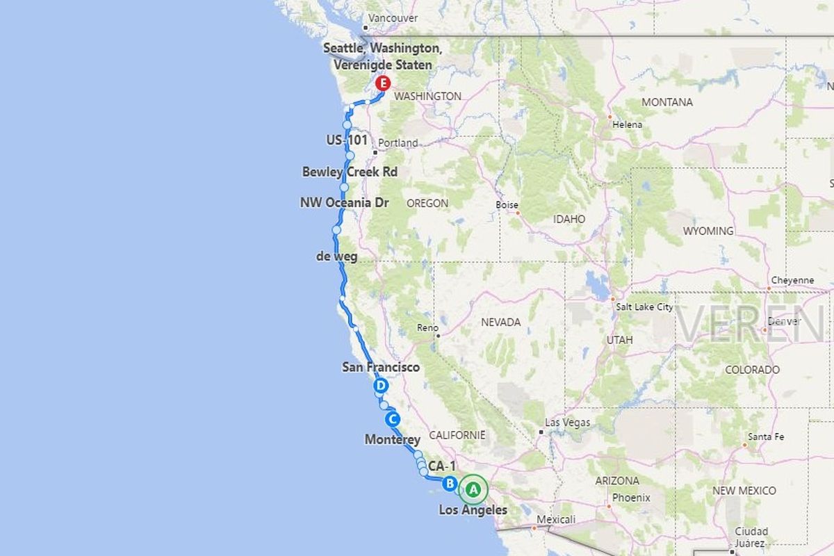 Highway 1, van LA naar Seattle