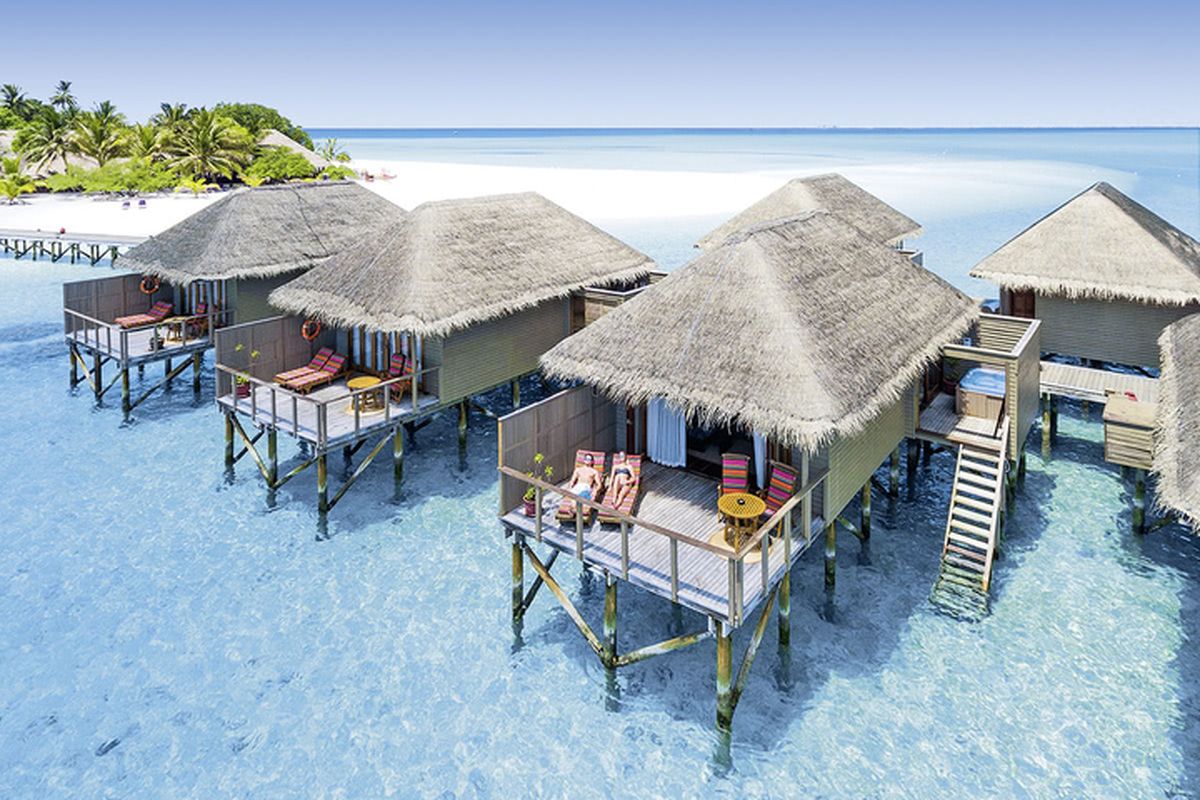 De watervilla's op palen