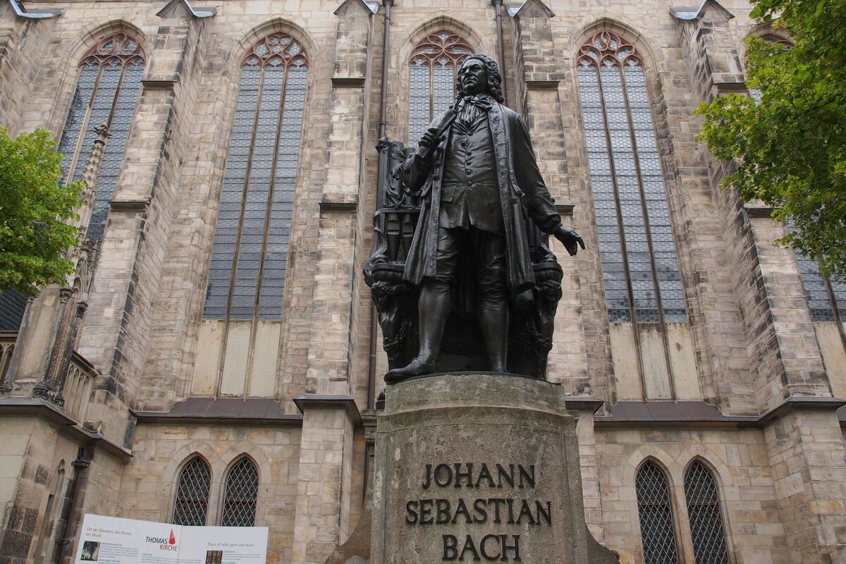 Bach monument bij St Thomas Kirche Leipzig