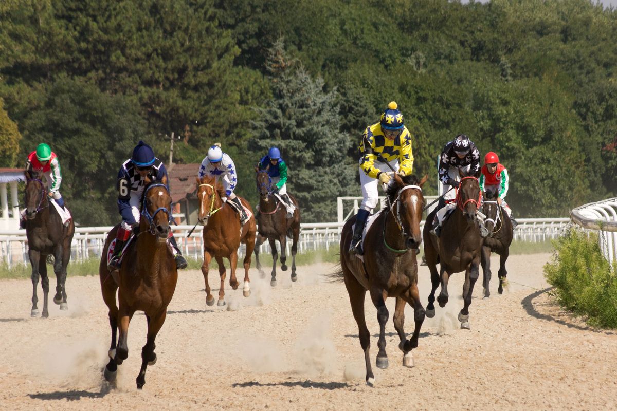 Ruiters tijdens een spannende paardenrace