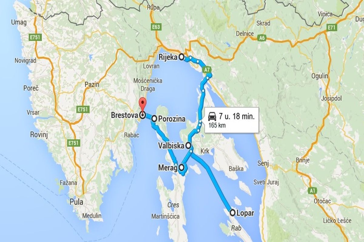 Route eilandhoppen Kvarner eilanden