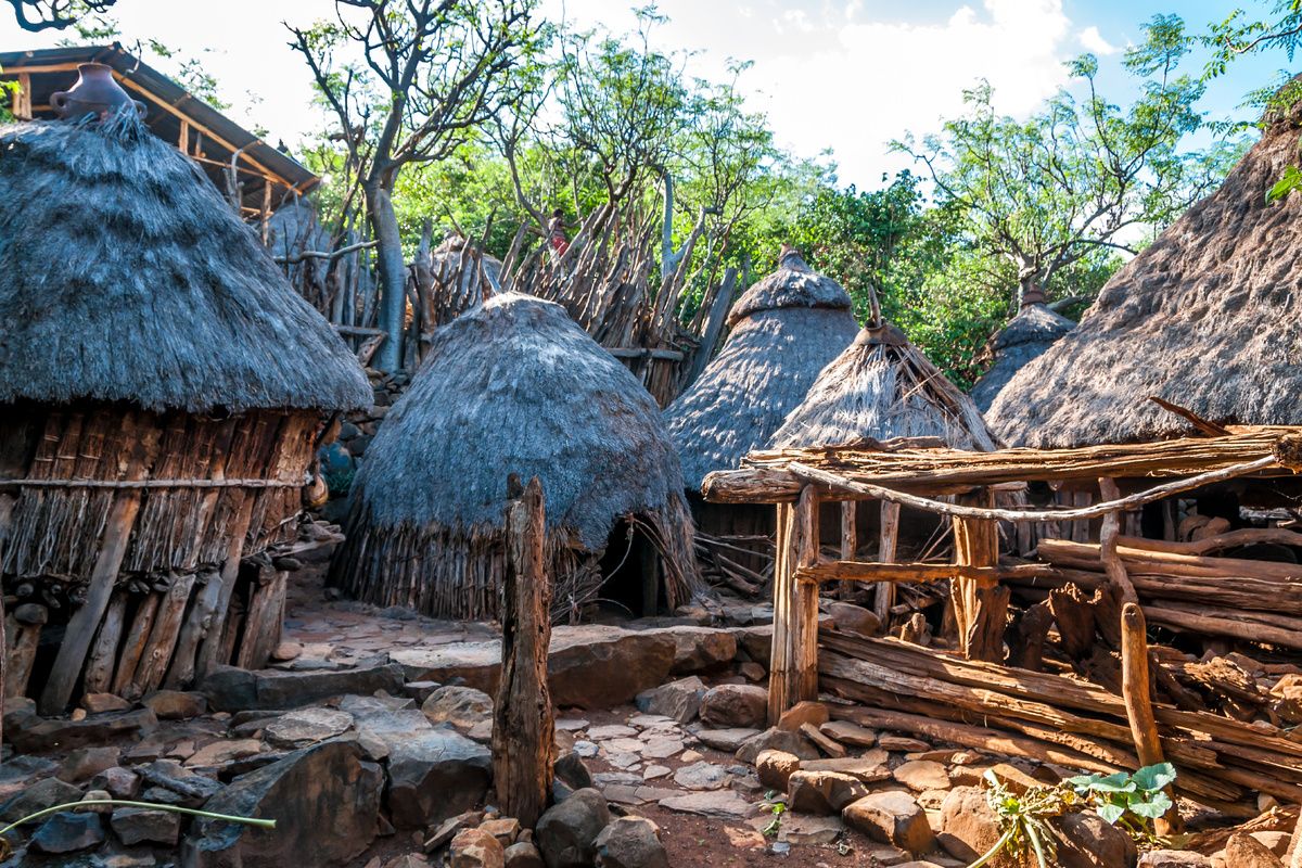 Huizen in het cultuurlandschap Konso