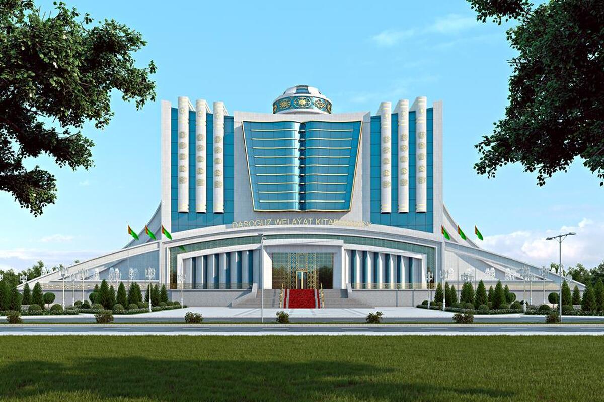 Een van de indrukwekkende gebouwen in Daşoguz