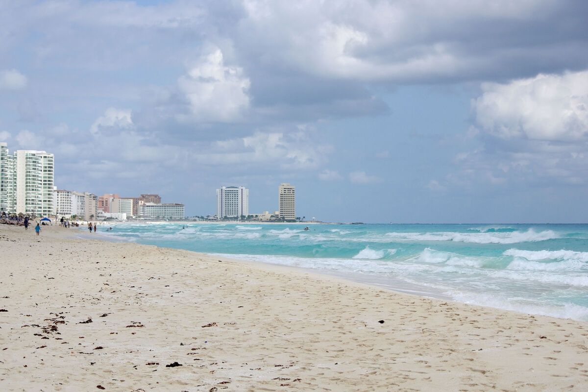 Kustlijn Canc�n, Caribische Zee, Mexico
