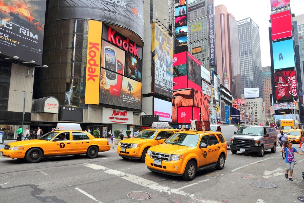 the Yellow cab's vanaf Times square