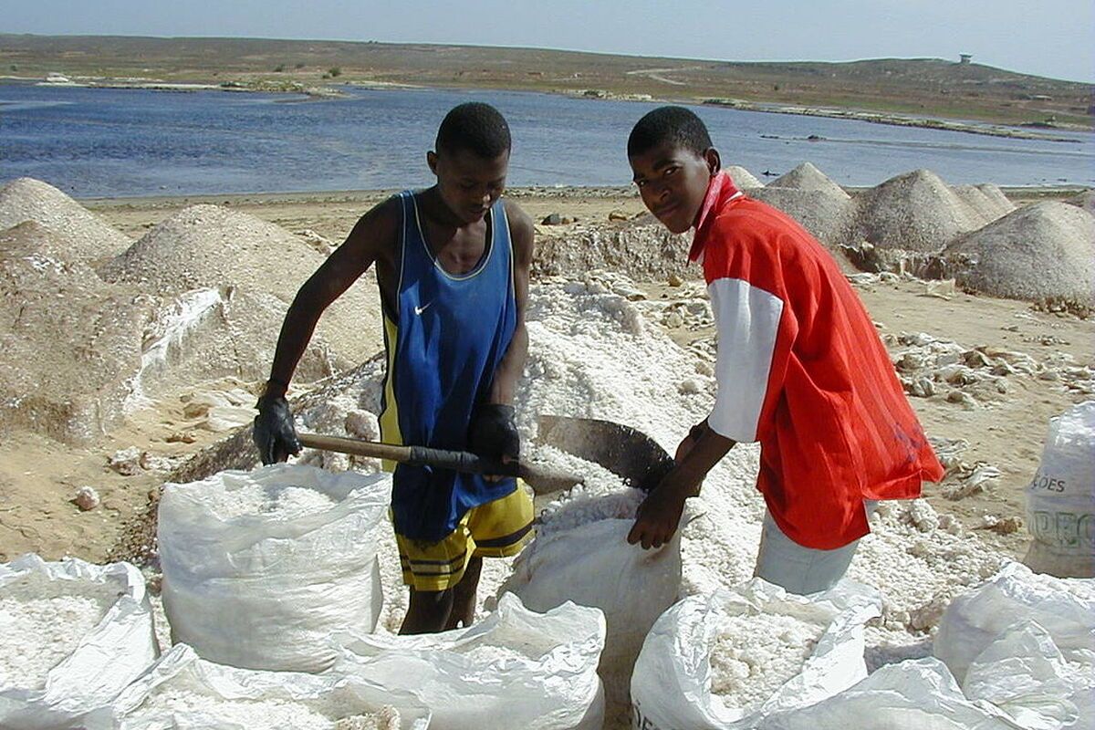 Zout winnen het eiland Maio