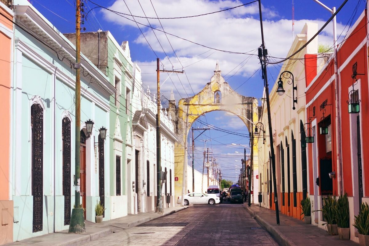 Kleurrijke straat in M�rida, Mexico