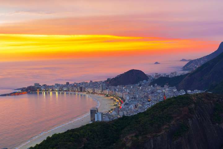 Zonsondergang op Copacabana Beach