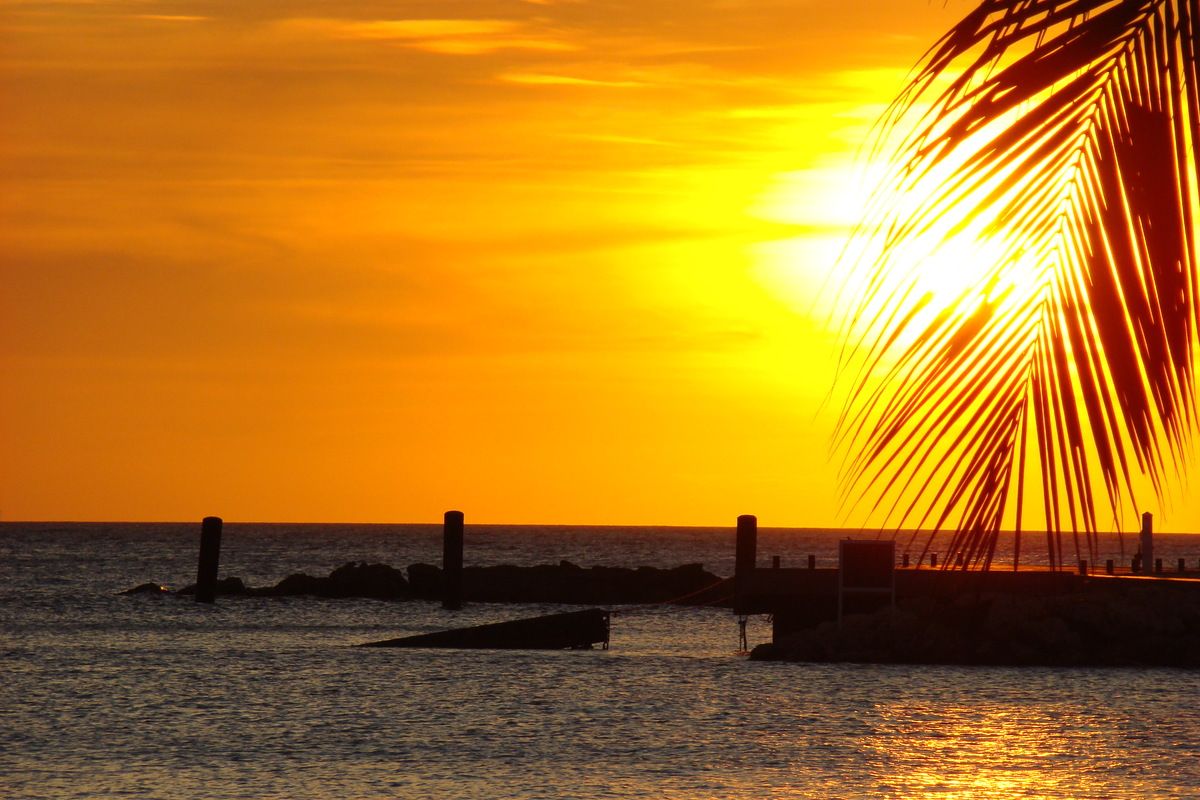 Ondergaande zon in Cura�ao
