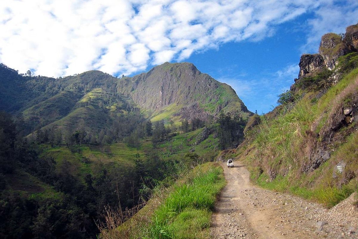 De bergen van Papoea-Nieuw-Guinea