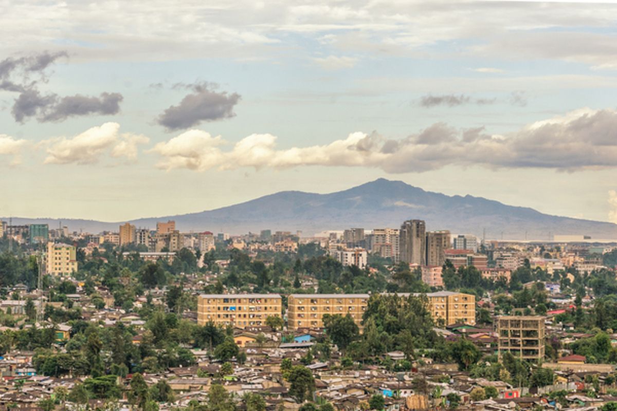 Luchtfoto van de hoofdstad Addis Abeba