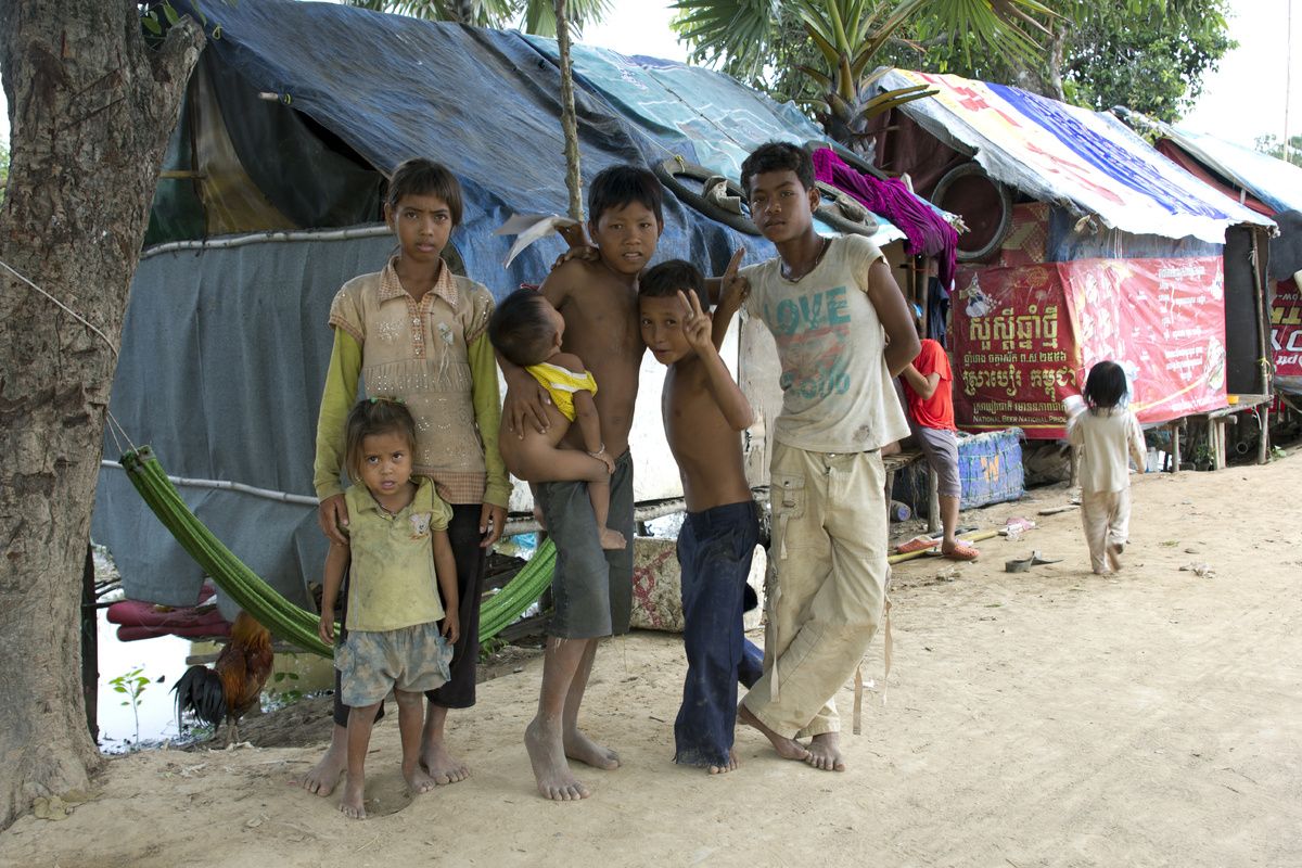 Sloppenwijk in Cambodja