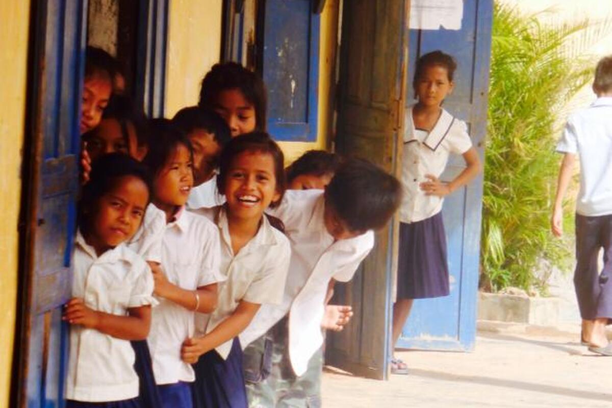 Schoolkinderen in Cambodja