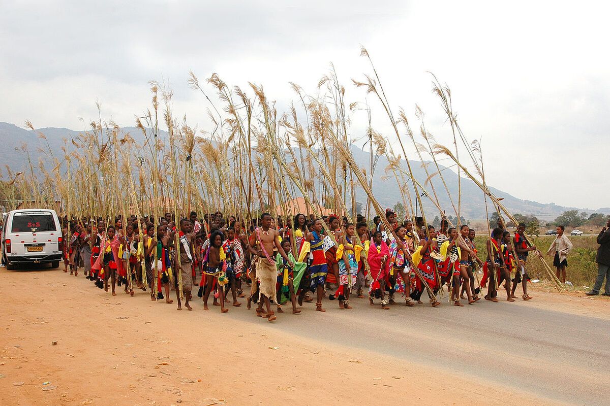 Lokale bevolking tijdens het Umhlanga festival