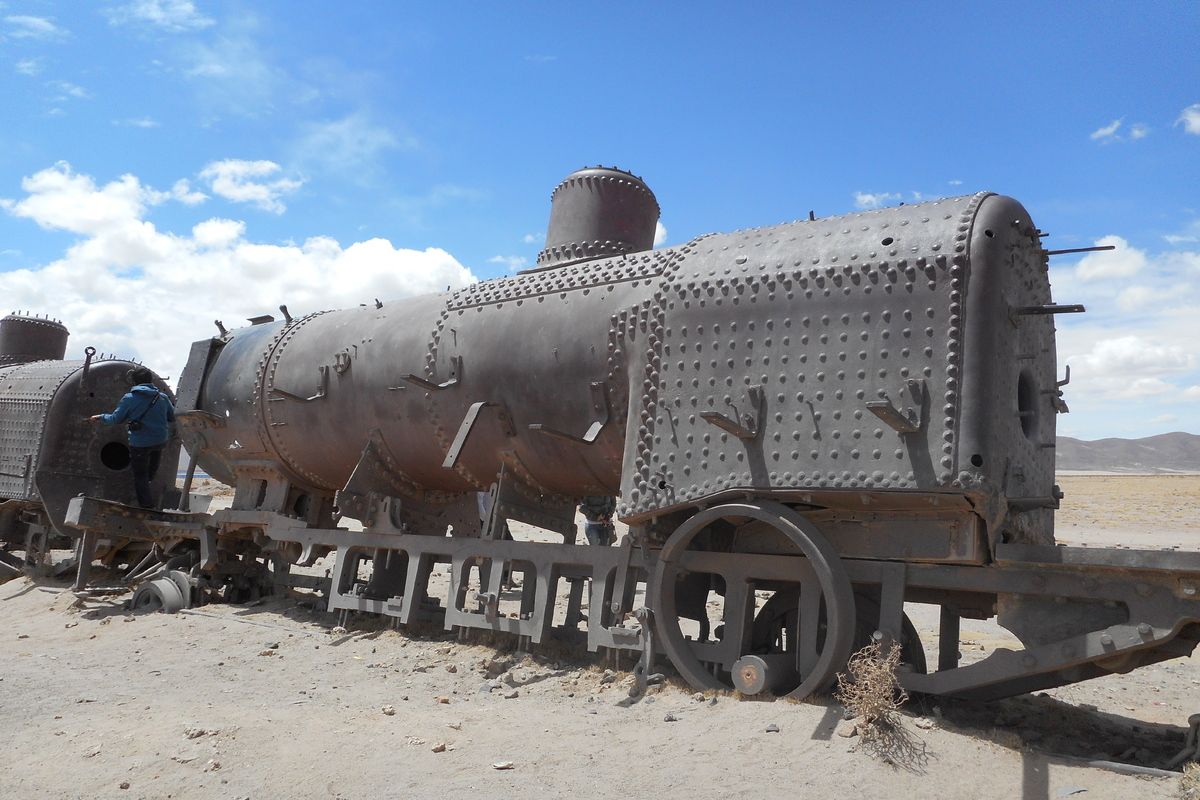 Een oude trein op el cementerio de los trenes
