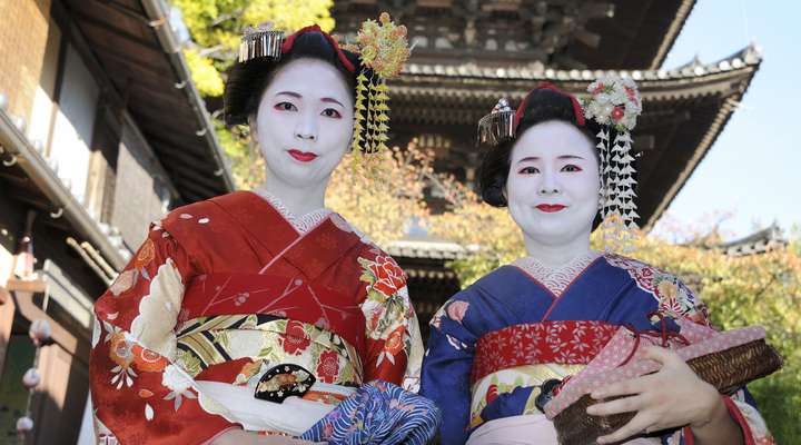 Geisha vrouwen in kimono