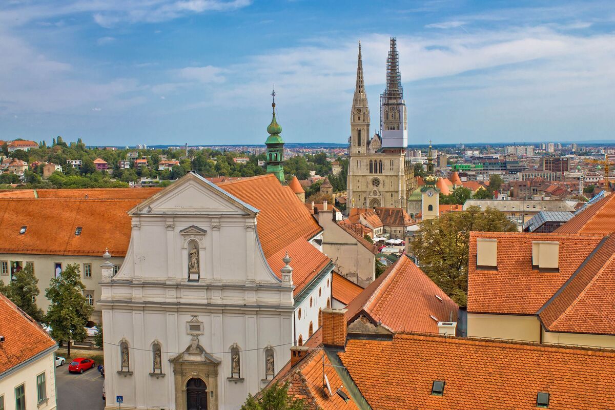 Binnenstad Zagreb met kathedraal, Kroatie