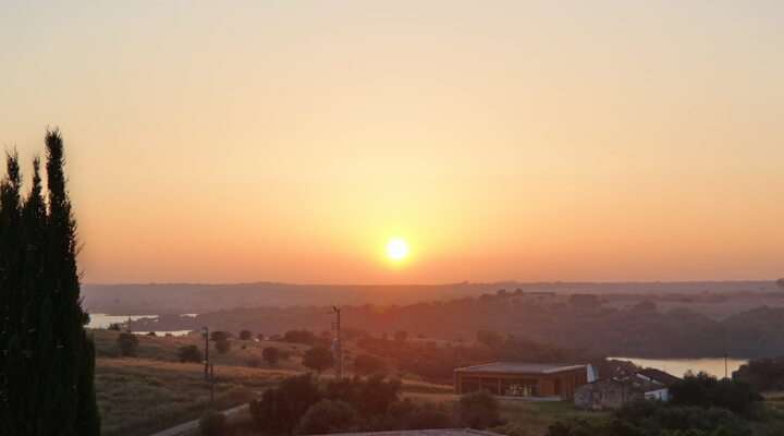 De zonsondergang bij Herdade da Cortesia