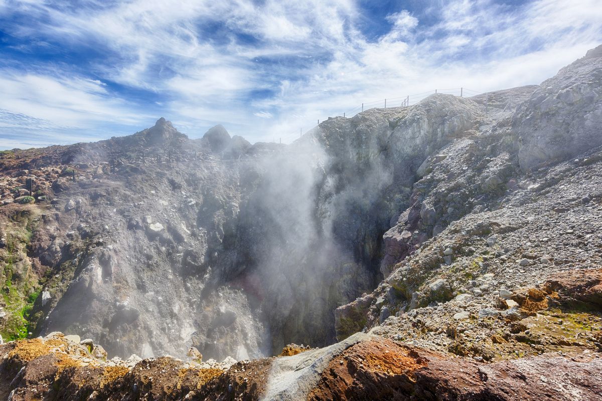 krater La Soufriere vulkaan