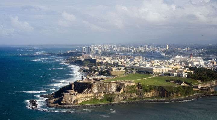 Luchtfoto van El Morro in Old San Juan