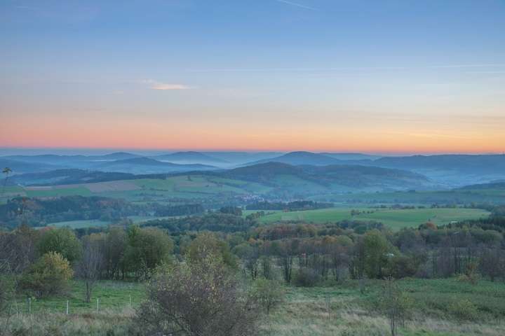 Zonsopgang in natuurreservaat Rhön
