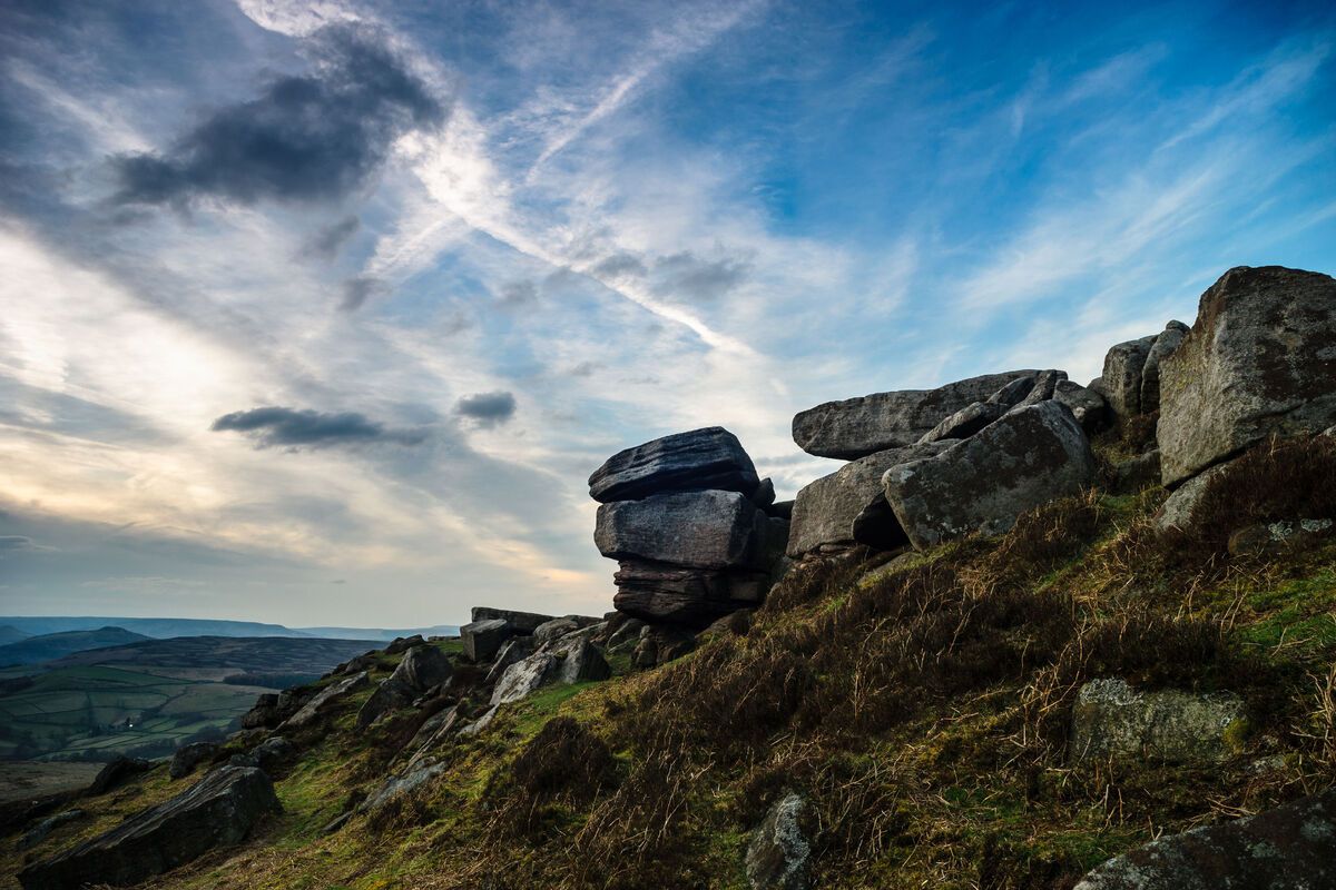 De rotsen bij Stanage Edge
